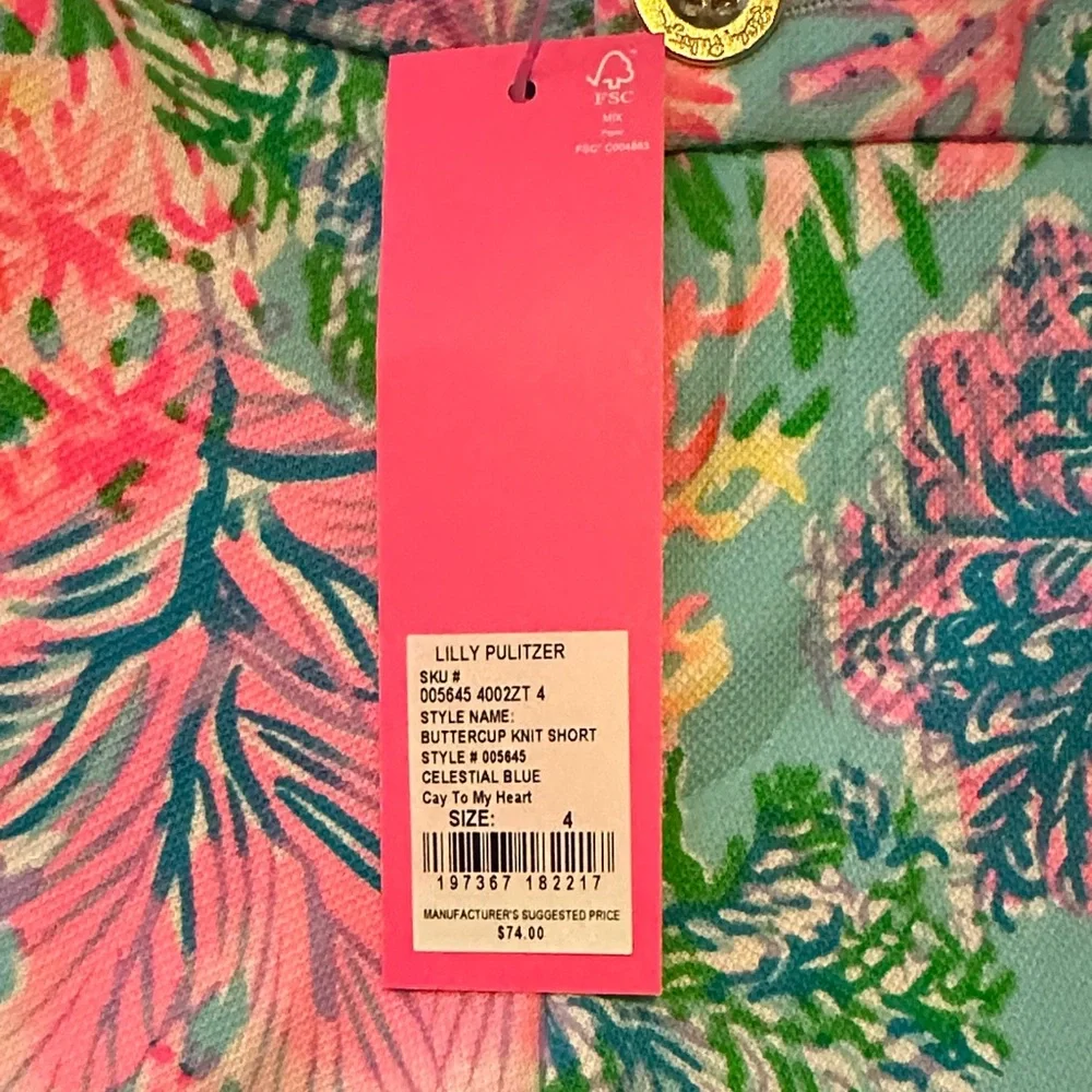 Lilly Pulitzer High Waist Floral Shorts - Pink and Green - Picture 4 of 5
